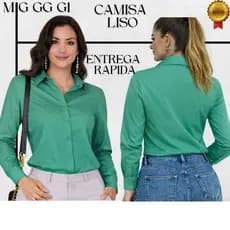 Camisa Lisa Feminina Crepinho Manga Longa M G GG G1 – Para Trabalho