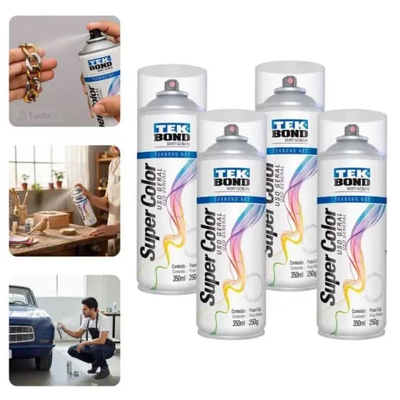 4 Verniz Spray Brilhante Incolor Tekbond 350ml – Brilho e Proteção para Joias