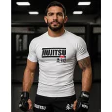 Camisa Compressão Jiu Jitsu Camiseta Dryfit Masculina Lutador Treino Manga Curta Treino Academia