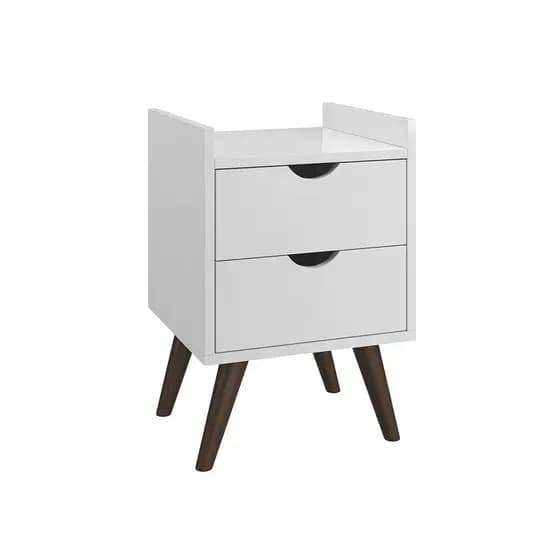 Mesa de Cabeceira Juma com 02 gavetas pés palito mesa lateral quarto escritório - Branco - Fhem móveis