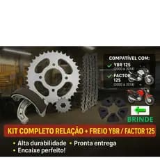 Kit Relação Transmissão Tração + (patins freio)Lona + Bucha Coroa Ybr 125 Factor 125 00 A 14