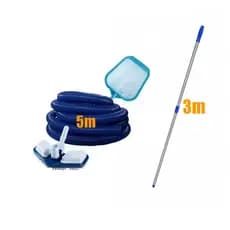 KIT ACESSÓRIOS LIMPEZA DE PISCINA ASPIRADOR ASA DELTA E PENEIRA - MANGUEIRA 5 A 8 M - CABO 3M