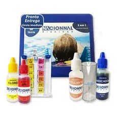 Kit 3 Em 1 Teste Medidor Ph Cloro Alcalinidade Água Piscinas