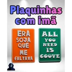 KIT COM 2 PLAQUINHAS ÍMÃS DECORATIVOS DE GELADEIRA - FRASES VEGANAS