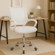 Cadeira de escritório Branca Diretor Mocho Branco Base Giratória Cromada Ergonômica NR17