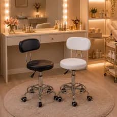 Cadeira Mocho Estetica Odontologia Base Cromada Tatuador Podóloga Clinica Dentista Salão Escritório Penteadeira