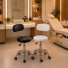 Cadeira Mocho Estetica Preta Base Cromada Tatuador Clinica Dentista Designer Esteticista Podóloga