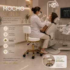 Cadeira Mocho Gold Branca consultórios odontológico dentista clinica estética