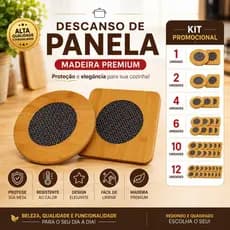 Descanso De Panela Bambu Premium Redondo Quadrado Anti Calor Cozinha