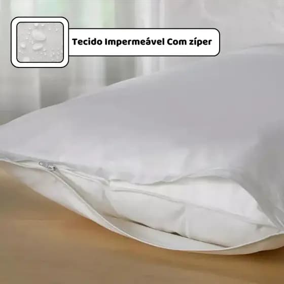 Kit 3 fronha impermeável anti - ácaro Cor Branco com zíper 70cm x 50cm Promoção
