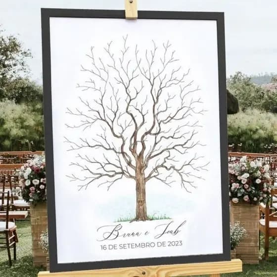 Quadro Placa Recepção De Casamento Árvore Digitais marcadas