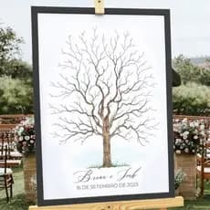 Quadro Placa Recepção De Casamento Árvore Digitais marcadas