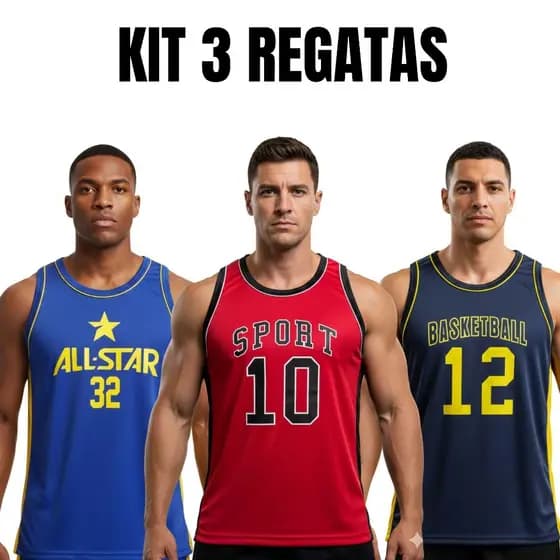 Kit 3 Camisas Regata Masculina Esportiva Leve Confortáveis e Estilosas Camisetas para Academia Treino e Corrida