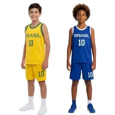 Kit 2 Conjunto Infantil Brasil Menino Futebol Copa 2026