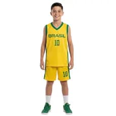 Conjunto Infantil Brasil Menino Futebol Regata e Short 6 a 12 anos