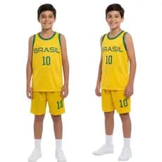 Conjunto Infantil Brasil Futebol Menino Regata + Short Esportivo 6 a 12