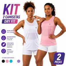 Kit 2 Regata Feminina Dry Fit Academia Fitness Treino Corrida Costas Nadador