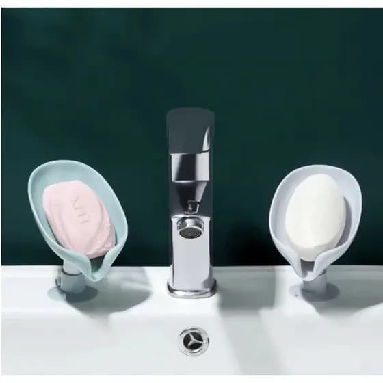 Saboneteira De Plástico Kit com 2 Formato de Folha Para Banheiro com Dreno