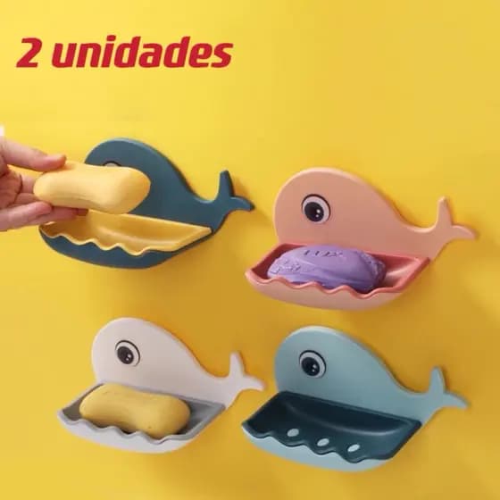 Saboneteiras De Parede Kit Com 2 Formato De Baleia Com Camada Dupla Para Banheiro