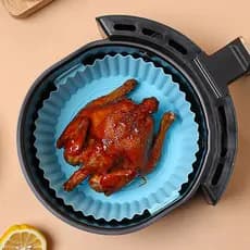 Forma Para Fritadeira Air Fryer Forno / Microondas Em Silicone Redondo para Cozinha