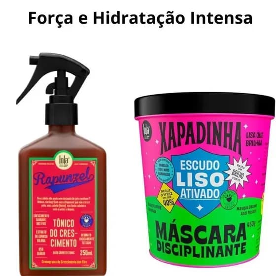 Kit Força e Hidratação Intensa – Tônico Rapunzel 250ml + Máscara Xapadinha 450g Lola