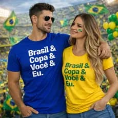 Kit  Namorados 2 Camisetas Brasil - Algodão Premium 30.1 Copa do Mundo Envio Imediato Phanter