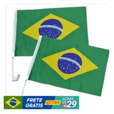 Bandeira do Brasil para Carro Vidro 30CMX45CM com Cabo de Suporte