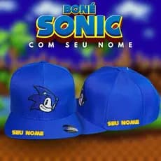 Boné Infantil Sonic Bordado - Customizado COM SEU NOME - Ajustável e Confortável