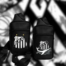 Bag Santos F.C Espaçosa - Bolso Dianteiro - Estampa de Qualidade - Máxima Qualidade Costura e Estampa - Lateral Bolsa