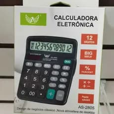 Calculadora Eletrônica 12 Dígitos AS-2805 Visor Grande Percentual Profissional