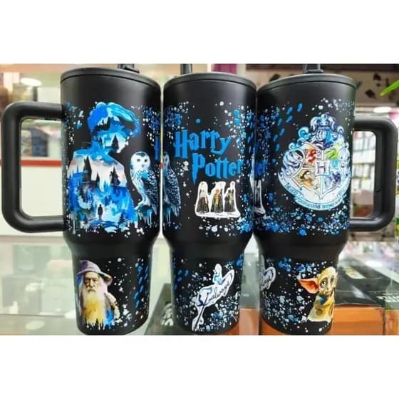 Copo Térmico Harry Potter 1,2L Com Tampa e Alça | Copo Térmico Grande Hogwarts Presente Fãs