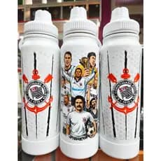 Garrafa Térmica Corinthians 1L Com Alça e Tampa | Squeeze Inox Timão Personalizada | Mantém Gelado e Quente