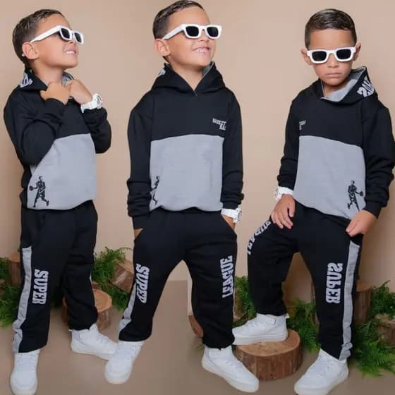 Conjunto Infantil Menino MOLETINHO Meia Estação Inverno Lançamento Blusa + Calça do 2 ao 14 anos