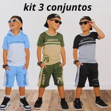 Kit Com 6 Peças Conjunto Menino Infantil Lançamento Verão Juvenil Camisa e Bermuda 2 ao 14 Anos