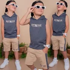 Conjunto Infantil Menino Lançamento  Camisa Malha 30.1e Bermuda Moletinho Veste do 2 ao 14 anos