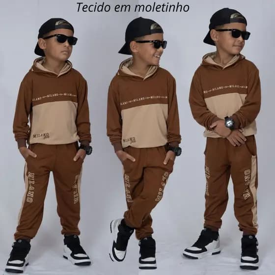Roupa Infantil De Menino MOLETINHO Meia Estação Kit 2 Peças Blusa e Calça Veste Do 2 Ao 14 Anos