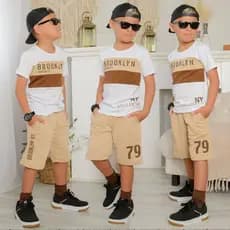 Roupa Infantil De Menino Verão Lançamento Kit Duas Peças Camisa E Bermuda Veste Do 2 Ao 14 Anos
