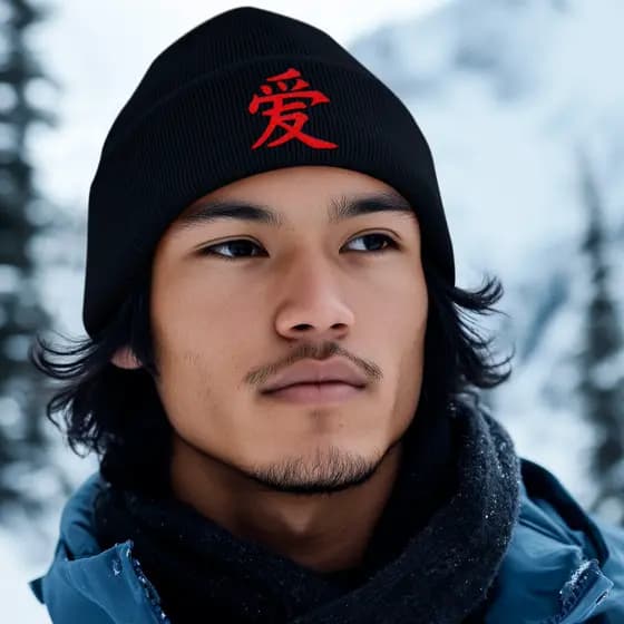 Touca Gorro Inverno Frio Amor Caractere Chinês Poliester