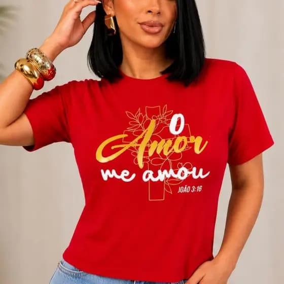 Blusa Feminina Gratidão Vermelha | 100% Algodão | Não Transparente | Casual Premium | P M G 🌼❤️