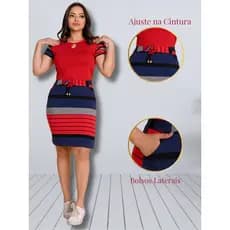 Vestido Feminino Malha Viscolycra Ótimo Caimento Manga Escamada Premium