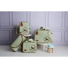 Kit Bolsa Maternidade Safari de 5 peças Personalizado l Mala e Mochila com Trocador e sapatinho