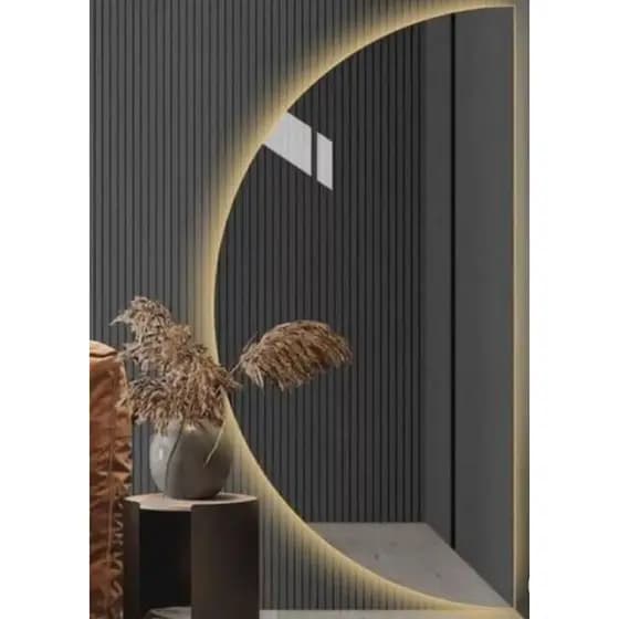 Espelho Meia Lua Organico 120X80CM Lapidado Corpo Inteiro Belo C/ LED  FONTE QUENTE (MEIA LUA)