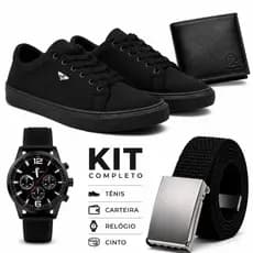 Kit Tênis Masculino Casual Completo Tênis Casual   + Carteira + Relógio + Cinto | Presente Masculino | Estilo e Conforto