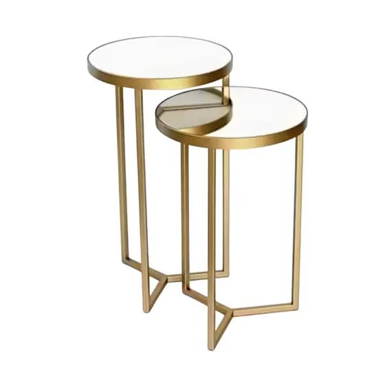 Conjunto De Mesa Lateral Com Espelhos Para Decoração Sala Luxo