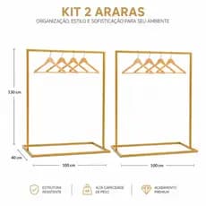 Kit 2 Araras Para Roupas Cabides, Quarto, Closet, Lojas Reforçada Desmontável