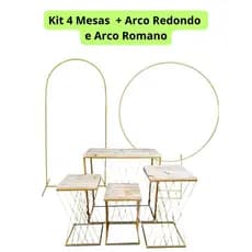 Jogo De Mesas De Ferro Para Festa Aniversário Com Arco Romano E Arco Redondo Promoção