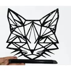 Escultura de Gato Geométrico em PLA – Decoração de Parede | Impressão 3D | Estilo Low Poly