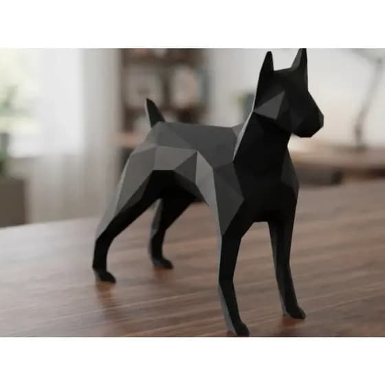 Escultura Decorativa Cachorro Geométrico em PLA – Impressão 3D | Estilo Low Poly | Decoração Moderna