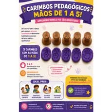 Carimbos Pedagógicos Mãos 1 a 5 | Material Educativo | Alfabetização | Coordenação Motora | Professores e Terapeutas