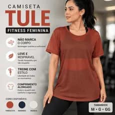 Camiseta Fitness Feminina Tule Leve e Respirável Academia Soltinha Não Marca o Corpo Treino Estilo